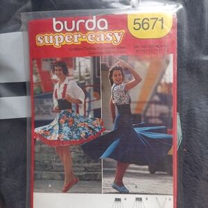 🪡 Burda High Waist Skirt With Suspenders Pattern Vtg Made In West Germany Uncut